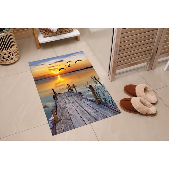 Sunset and Sea Landscape Rugs, Landscape Rug, Outdoor Rugs, Sea Landscape Rug, Bridesmaid Gift Rug, Farmhouse Rugs, Customs Rugs, Large Rug, 2.3'x3.3' - 70x110 cm