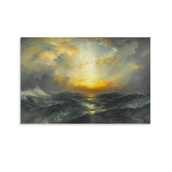 Sunset at Sea By Thomas Moran Art Prints Paintings Canvas Poster Gifts Canvas Painting Poster Wall Art Decorative Picture Prints Modern Decor 12x18inch(30x45cm)