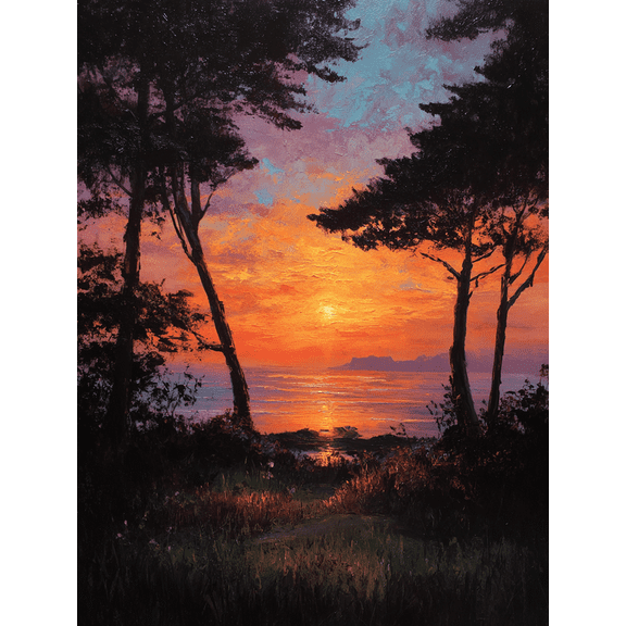 Sunset Seascape Canvas Wall Art, Ocean Dusk Print for Living Room, Bedroom, Dining Room, Office and Entryway Decor