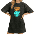 thumbnail image 1 of Forever Chasing Sunsets Palm Tree Beach Graphic Womens Vintage Washed Black T-Shirt S-2XL Tops, 1 of 5