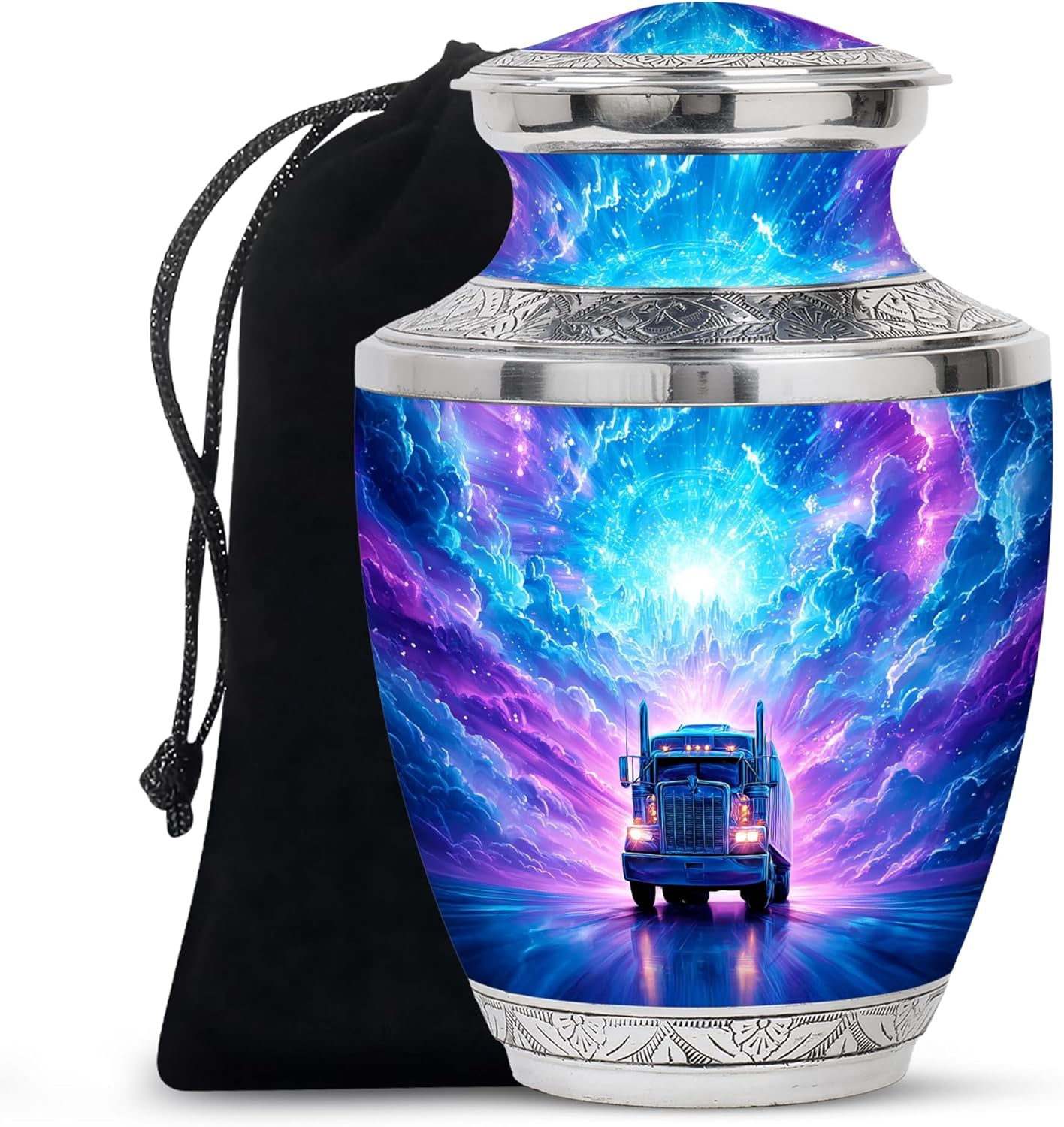 Sunset Semi-truck Cremation Urn For Ashes, Trucker Urn For Human Ashes Adult Man, Funeral Decorative Urns For Human Ash Adult, Burial Urns For Adult Human Ash, Size 6 Inch, 1 Pc