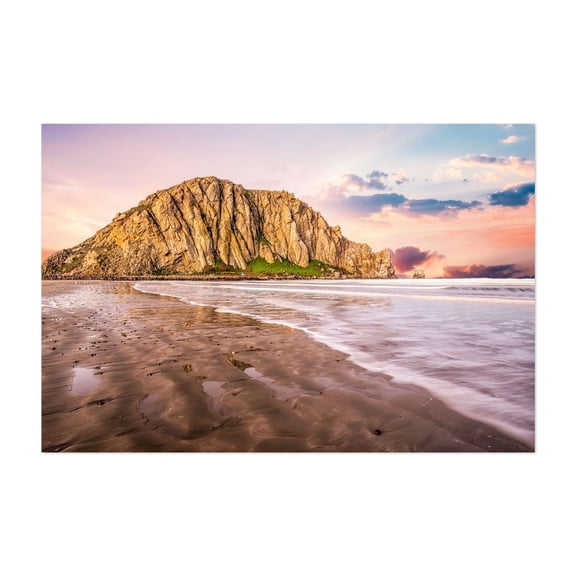 Sunset Serenity at Morro Rock - Morro Bay California Photography Beach Coast Sunset Ocean Landscape Nature Scenic Unframed Wall Art Print 4 x 6 inches