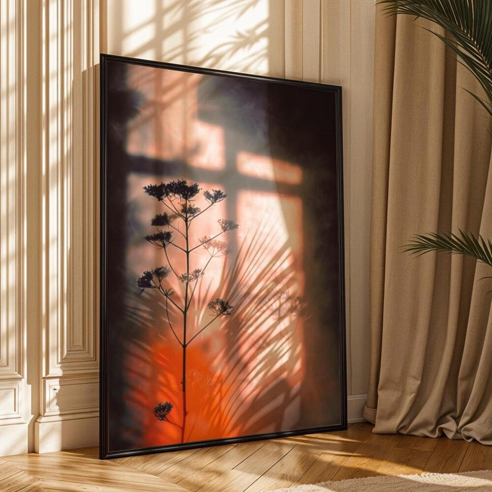 Sunset Shadow Botanical Moody Nature Warm Light Poster - Walmart.com
