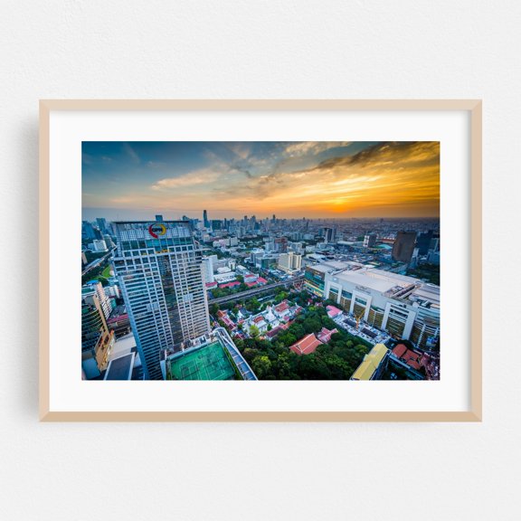 Sunset Siam - Bangkok Thailand Photography Oak Framed Wall Art Print 24 x 36 inches