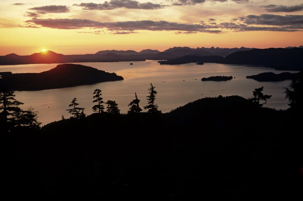 Sunset Sitka Sound Sitka Southeast Alaska Canvas Art - Jeff Schultz Design Pics (34 x 22)