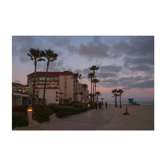 Sunset Sky, Coronado - Coronado California Photography Beach Sunset Palm Tree Coastal Boardwalk Ocean Beach House Unframed Wall Art Print 4 x 6 inches