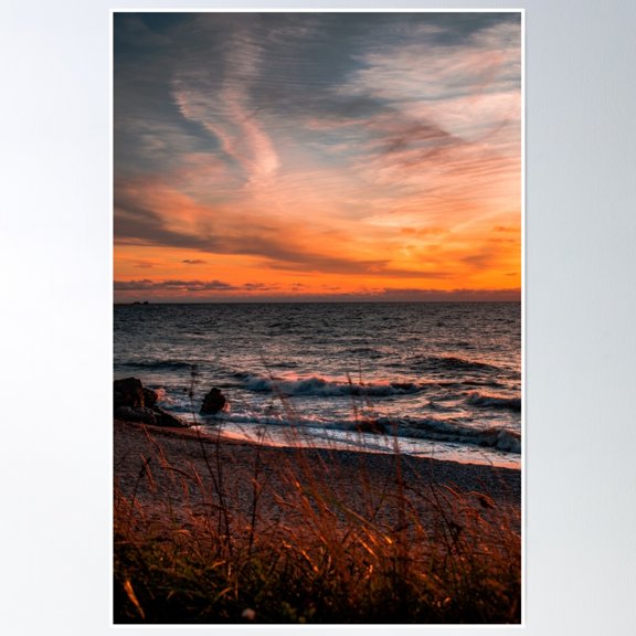 Sunset Sky Overt The Coastline Poster Wall Art, Modern Wall Decor, 16x24 UNFRAMED