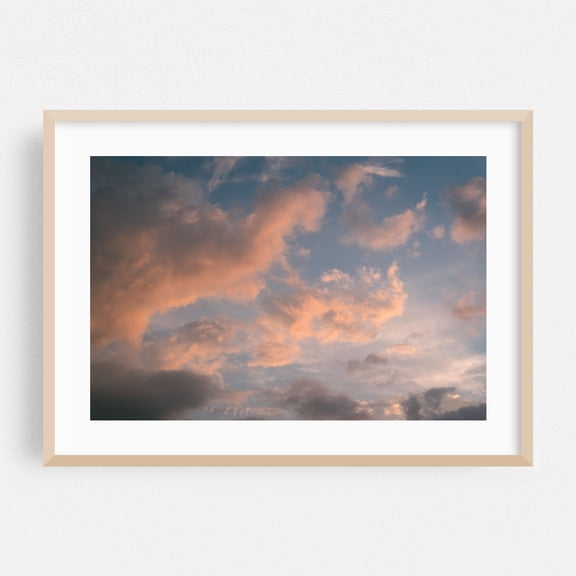 Sunset Sky - Photography Sunset Skyline Nature Scenic Pastel Landscape Oak Framed Wall Art Print 5 x 7 inches