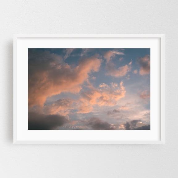 Sunset Sky - Photography Sunset Skyline Nature Scenic Pastel Landscape White Framed Wall Art Print 5 x 7 inches