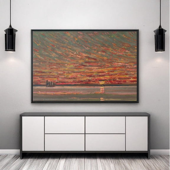 Sunset Sky by Childe Hassam Wall Art Reproduction, Stretched Canvas 8x10in