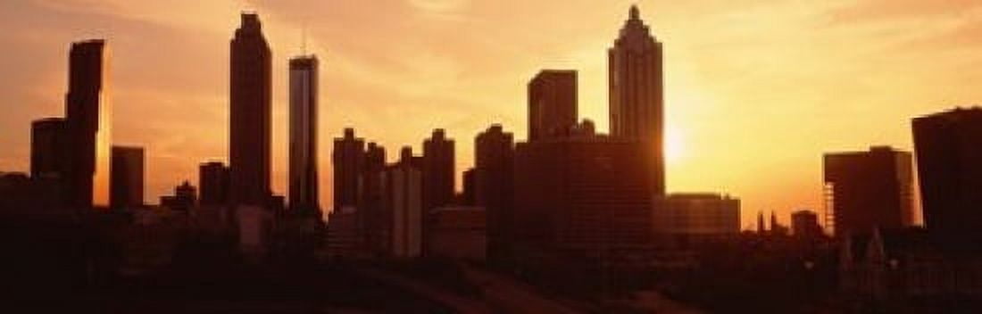 Sunset Skyline Atlanta Georgia USA Canvas Art - Panoramic Images (18 x 6)