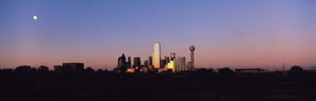 Sunset Skyline Dallas TX USA Canvas Art - Panoramic Images (18 x 6)