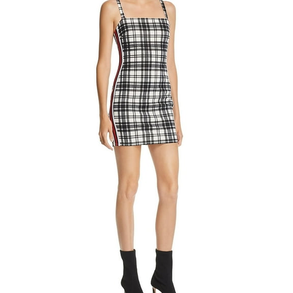 Sunset & Spring Womens Plaid Cocktail Dress, Black, Small