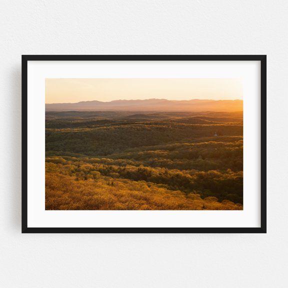 Sunset from Stissing Mountain - Stanfordville New York Photography Landscape Nature Forest Sunset Mountain Scenic Autumn Black Framed Wall Art Print 5 x 7 inches