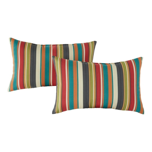 Sunset Stripe 19 x 12 in. Outdoor Rectangle Throw Pillow (Set of 2) by Greendale Home Fashions