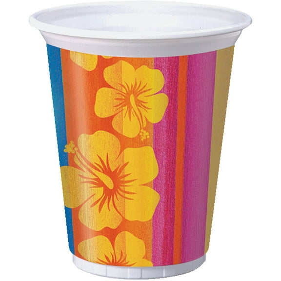 Sunset Stripes Printed Plastic Cup, 16 oz, 8pk