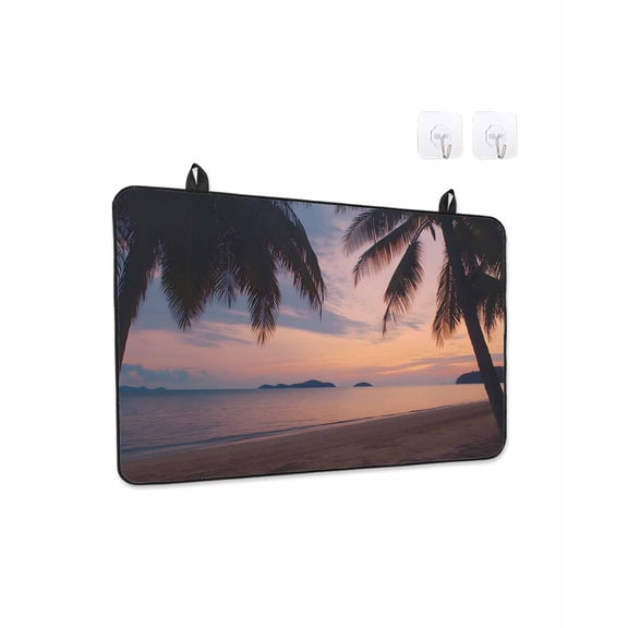 Sunset Summer Stove Top Covers for Electric Stove, Kitchen Glass Ceramic Electric Cooktop Covers 24"x21", Seasides Palm Tree Leaves Scene HeatResistant Oven/Countertop/Dishwasher/Sink Protector