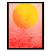 Sunset Sun Vibrant Orange and Pink Minimalist Abstract Painting Art Print Framed Poster Wall Decor 12x16 inch