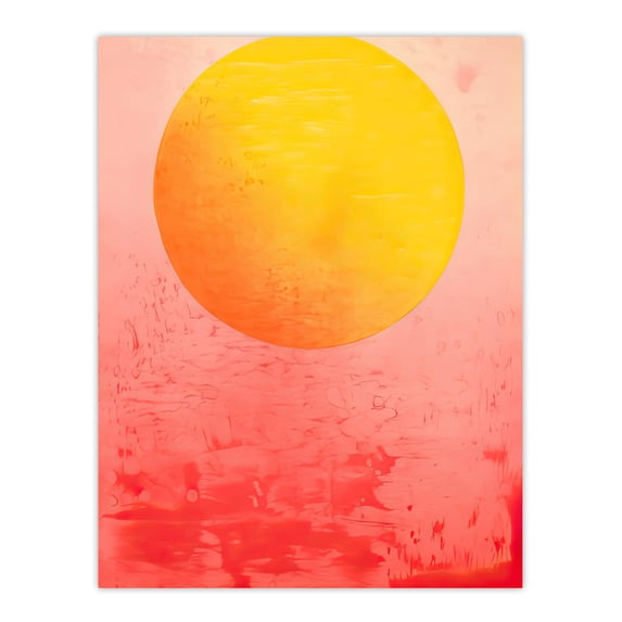 Sunset Sun Vibrant Orange and Pink Minimalist Abstract Painting Unframed Wall Art Print Poster Home Decor Premium
