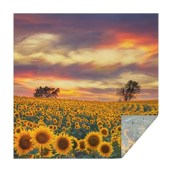 Sunset Sunflower Field Scene Square Tablecloth,Waterproof Square Table Cover,Wipeable Spillproof Washable Table Cover for Home Kitchen Party Decor 42"X42"(107x107cm)