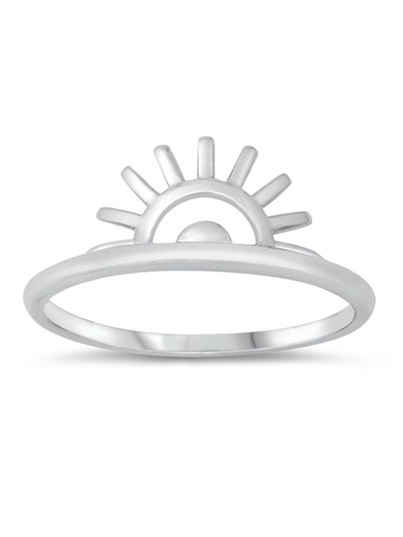 Sunset Sunrise Sun Modern Ring .925 Sterling Silver Band Jewelry Female Male Unisex Size 7