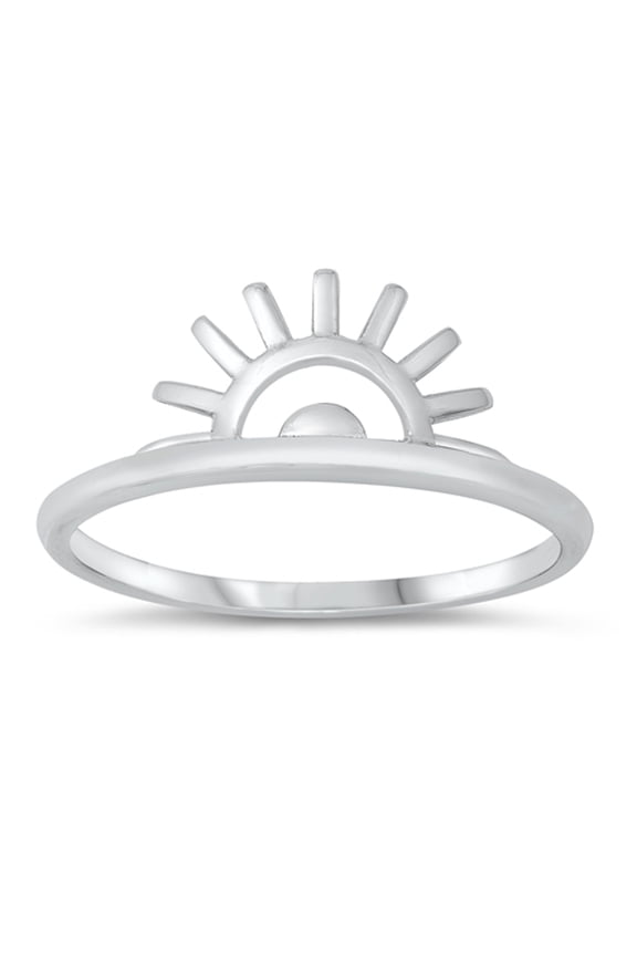 Sunset Sunrise Sun Modern Ring .925 Sterling Silver Band Jewelry Female Male Unisex Size 7