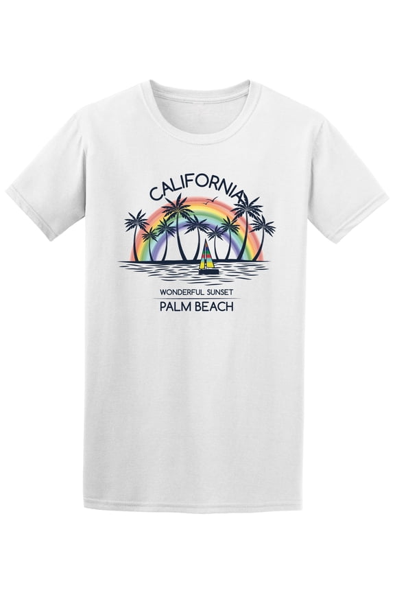 Sunset Surf California Palm Beach Tee - Men T-Shirt, Small