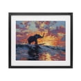 thumbnail image 1 of Sunset Surf Elephant Black Framed Print Under Glass, design by Ziwei Li, 1 of 10