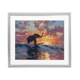 thumbnail image 1 of Sunset Surf Elephant Gray Framed Print Under Glass, design by Ziwei Li, 1 of 10