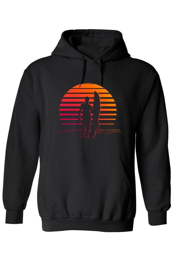 Sunset Surf Sesh Hoodie Men - Men Hoodie, Black, Xtra Large