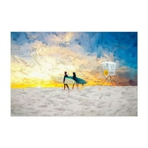 Sunset Surf Stroll - Painterly Style - San Diego California Digital Art Unframed Wall Art Print 5 x 7 inches