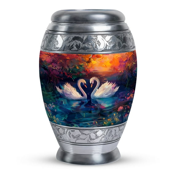 Sunset Swans Harmony Sunset Swans Harmony - Small Urn - Little Urn For Human Ashes - Elegant Mini Keepsake For Adult Females 3 Inch, 1 Pc