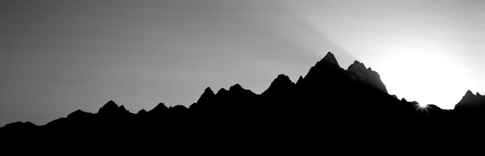 Sunset Teton Range Grand Teton National Park WY USA Canvas Art - Panoramic Images (12 x 36)