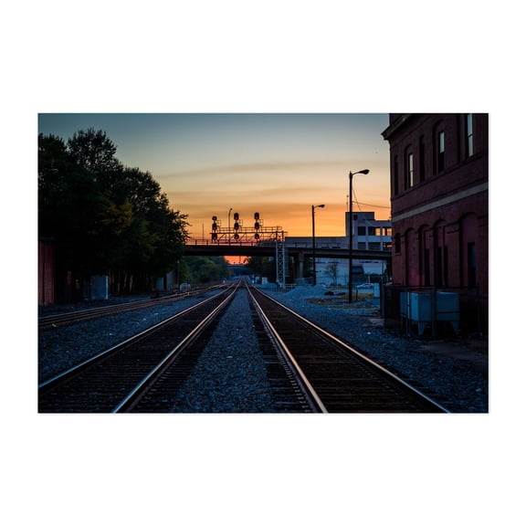 Sunset Tracks - Greensboro North Carolina Photography Sunset Scenic Architecture City Bridge Unframed Wall Art Print 4 x 6 inches