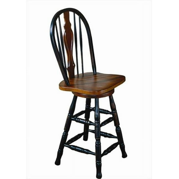 Sunset Trading 24'' Keyhole Barstool in Antique Black with Cherry Accents