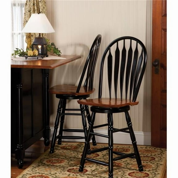 Sunset Trading 24 in. Swivel Barstool Antique Black & Cherry