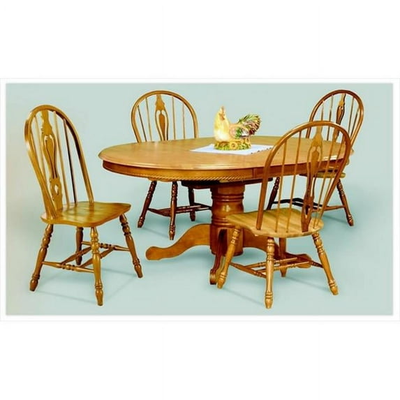 Sunset Trading 5 Piece Pedestal Butterfly Leaf Dining Set with Keyhole Chairs