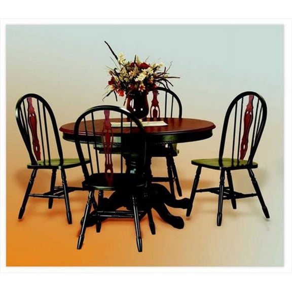 Sunset Trading 5 Piece Pedestal Butterfly Leaf Dining Set with Keyhole Chairs