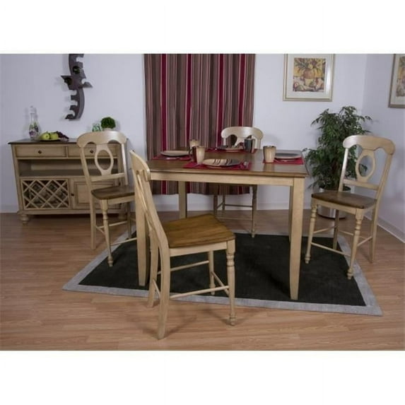 Sunset Trading 6 Piece Brook 48'' Square Pub Set with Napoleon Stools and Server