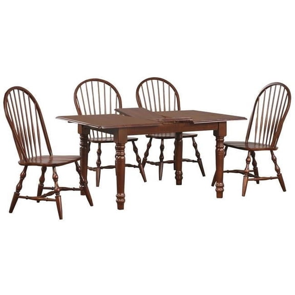 Sunset Trading  60 in. Andrews Rectangular Extendable Dining Set, Chestnut Brown - 5 Piece