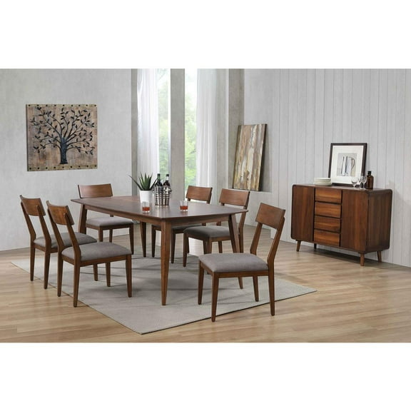 Sunset Trading Mid Century 8 Piece 78" Rectangular Dining Table Set | Padded Performance Fabric Seats | Server | Seats 6