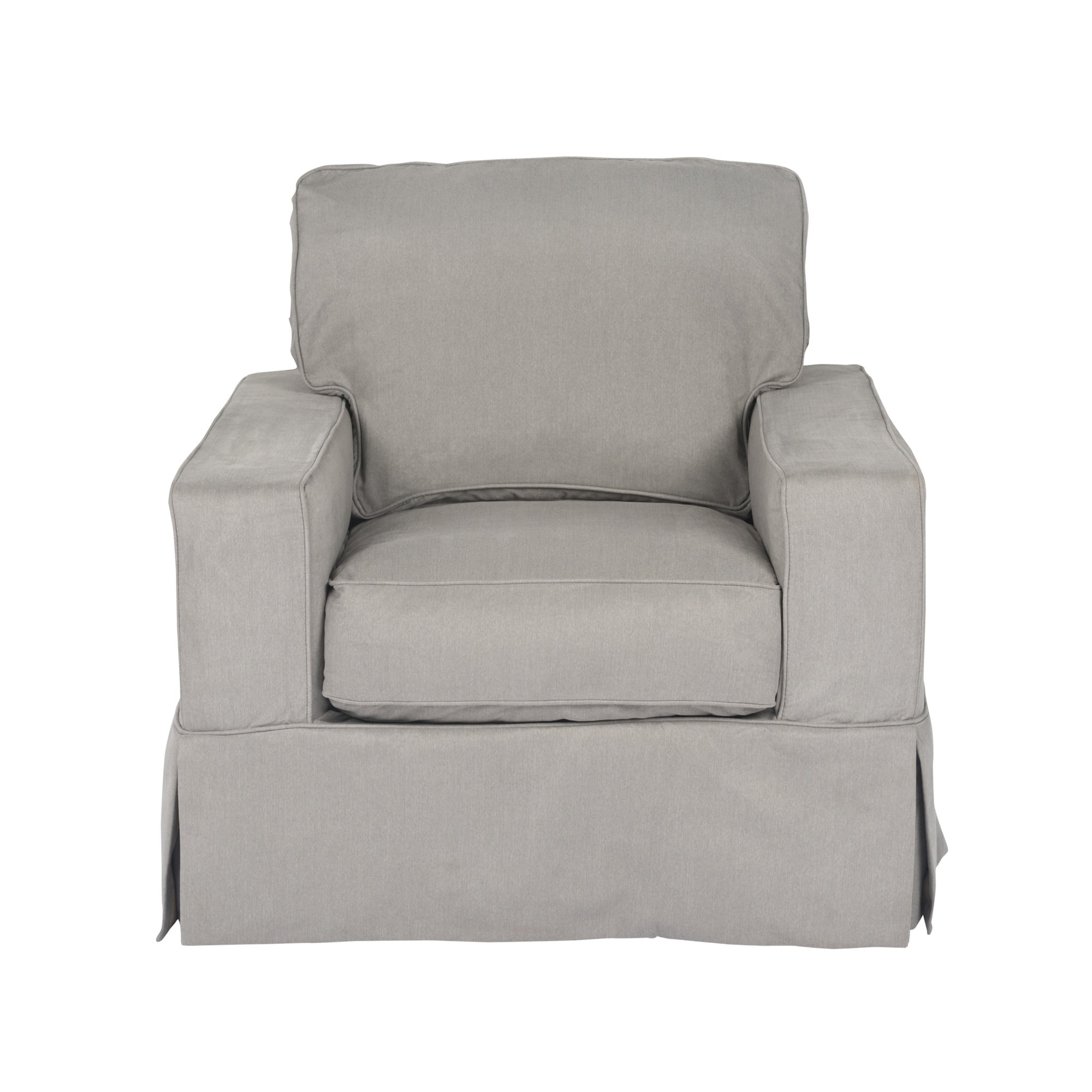 Gray Wood Frame Accent Chair with Slipcover