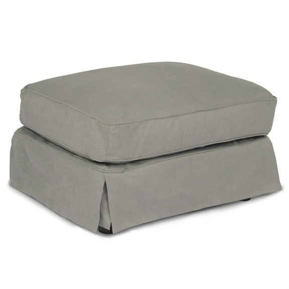 Sunset Trading Americana Box Cushion Fabric Slipcovered Ottoman in Gray