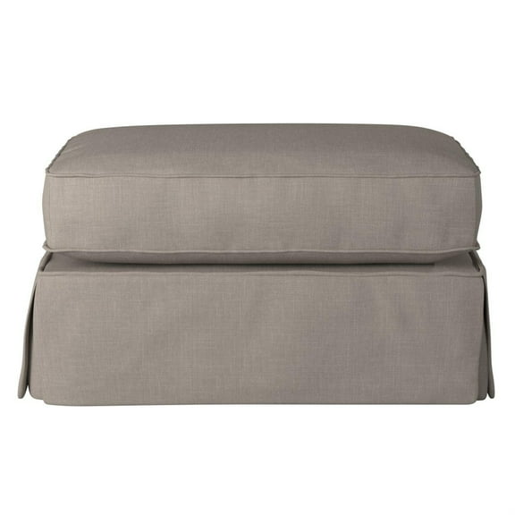 Sunset Trading Americana Box Cushion Fabric Slipcovered Ottoman in Light Gray