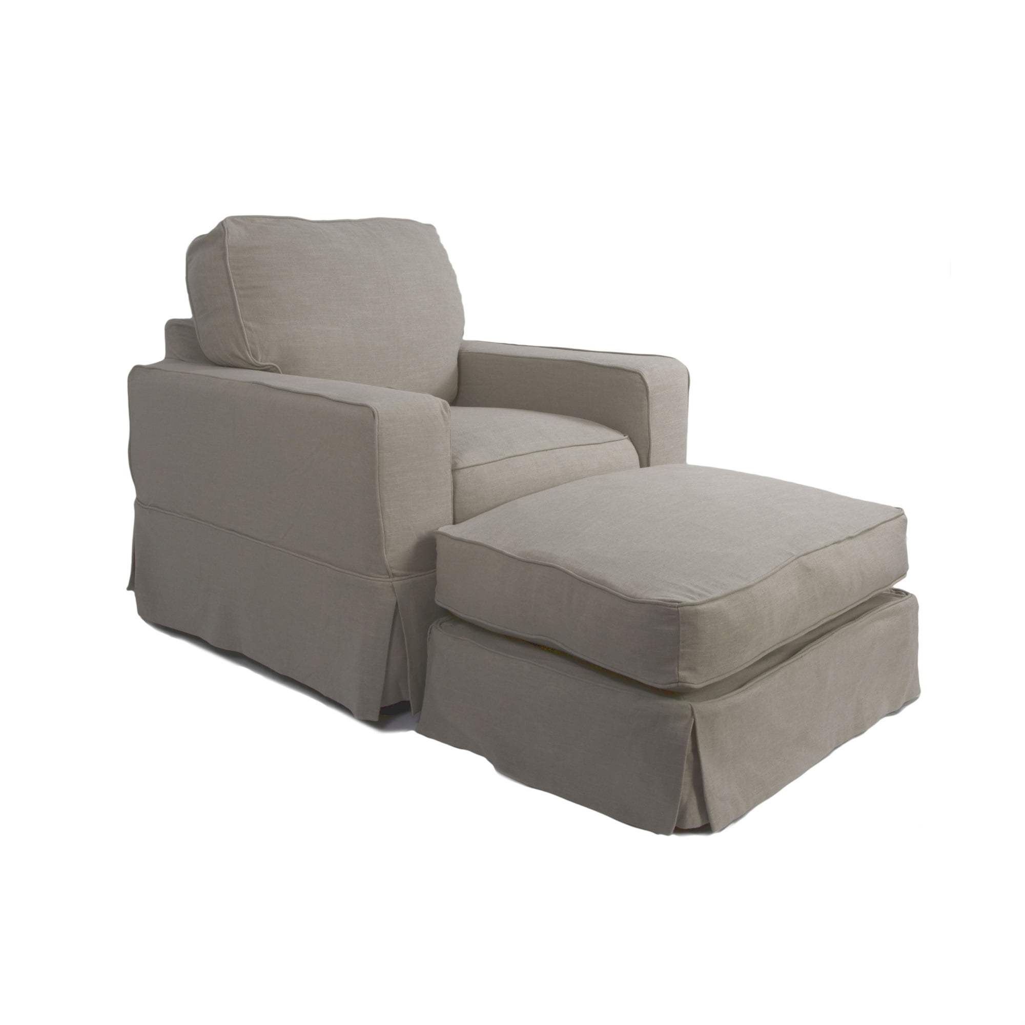 Elegant Light Gray Wood Accent Chair with Removable Slipcover