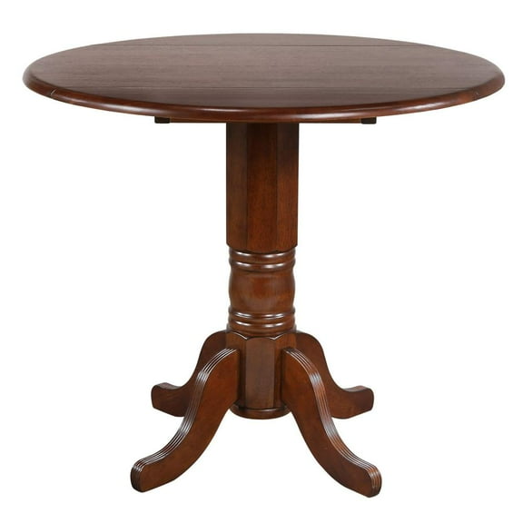 Sunset Trading Andrew 42" Round Extending Dropleaf Pub Table Chestnut Brown Wood