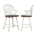 thumbnail image 1 of Sunset Trading Andrews 24" Windsor Wood Barstools in White/Brown (Set of 2), 1 of 2
