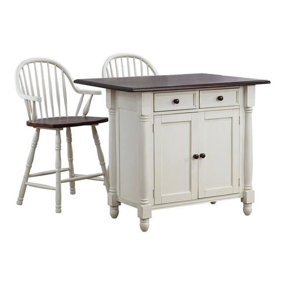 Sunset Trading Andrews 3-Piece Expandable Wood Kitchen Island in Antique White