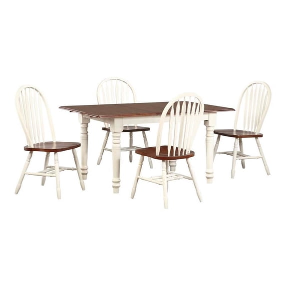 Sunset Trading Andrews 5-Piece 60" Arrowback Extendable Wood Dining Set in White