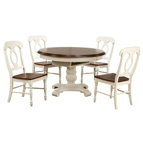 Sunset Trading Andrews 5PC Round/Oval Extending Dining Set Off White/Brown Wood